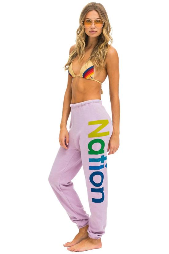  에비에이터 에디션 스트레이트 팬츠 Aviator Nation 2 스웨트 팬츠 모브 - AVIATOR NATION