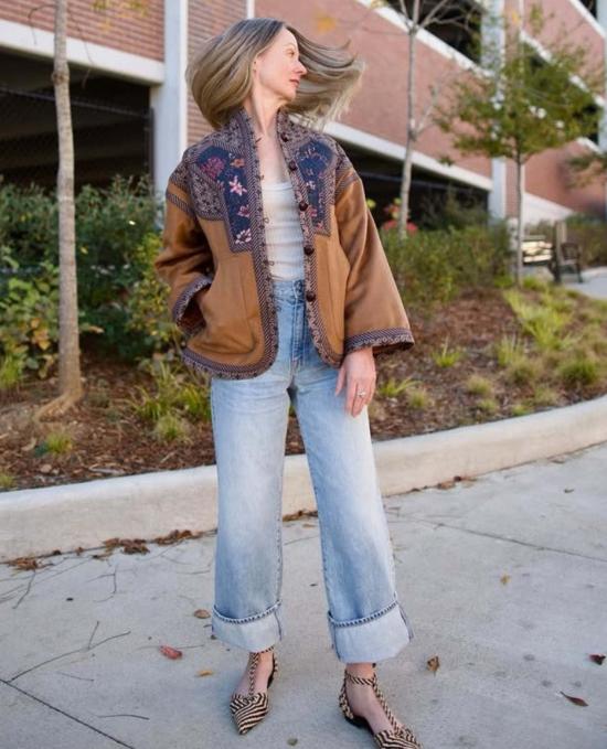  리던 데님 팬츠 Re/Done 90년대 하이라이즈 루즈 진 오하이 인디고 - RE/DONE