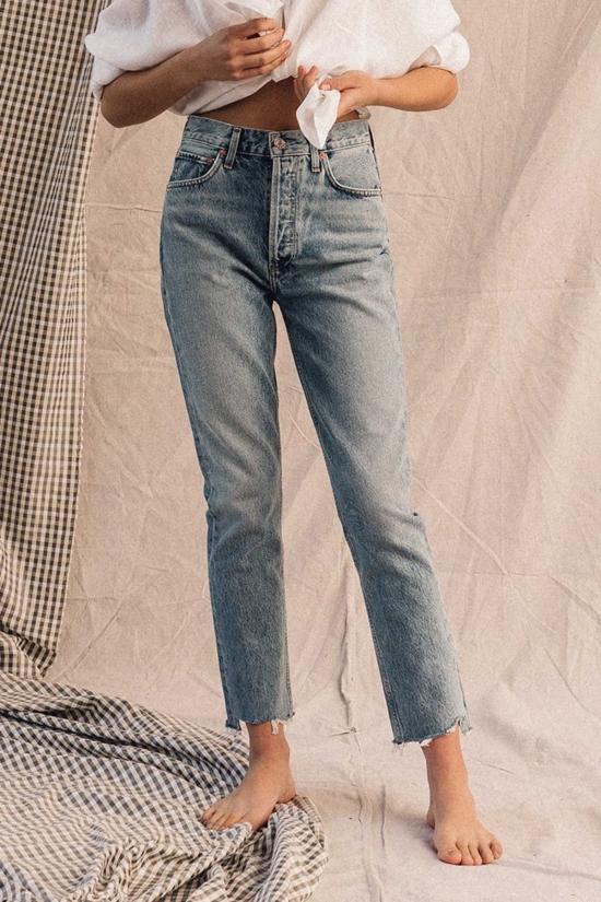  에이골디 데님 팬츠 아골드 라일리 하이 라이즈 크롭 제퍼