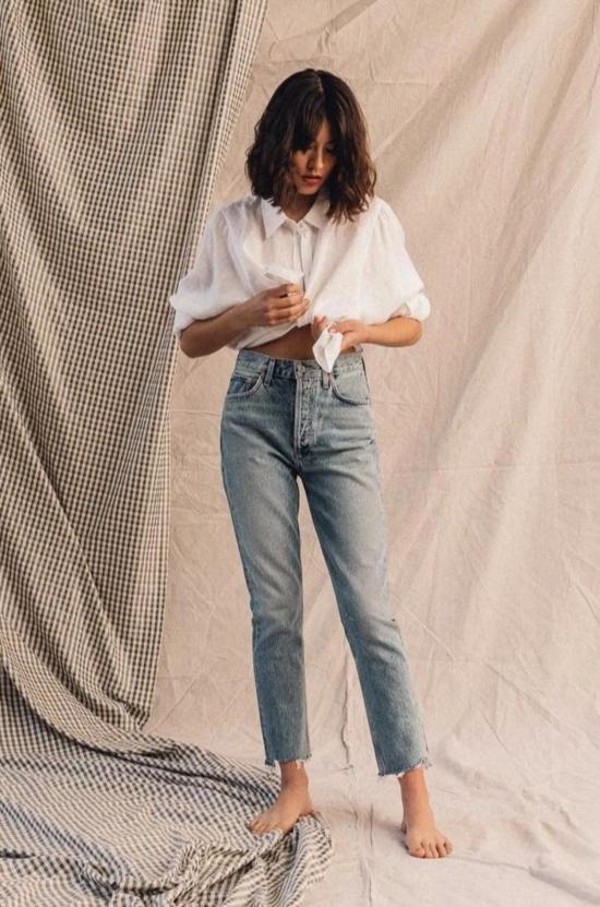  에이골디 데님 팬츠 아골드 라일리 하이 라이즈 크롭 제퍼 - AGOLDE