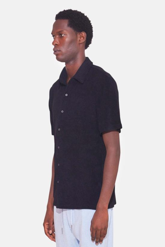  Blue&Cream 반팔 셔츠 블루&크림 남성용 테리 버튼다운 탑 제트 블랙 - BLUE&CREAM