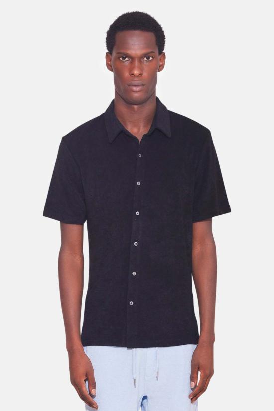  Blue&Cream 반팔 셔츠 블루&크림 남성용 테리 버튼다운 탑 제트 블랙