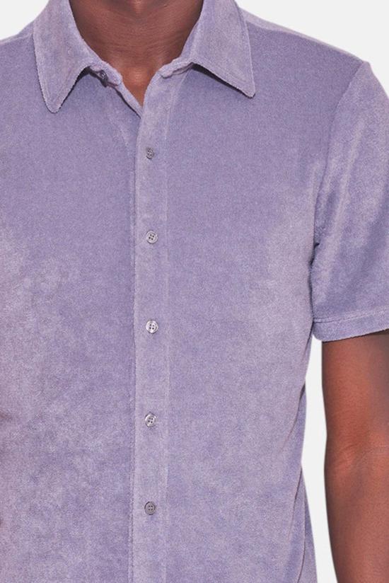  Blue&Cream 반팔 셔츠 블루&크림 남성용 테리 버튼다운 탑 밍크 그레이 - BLUE&CREAM