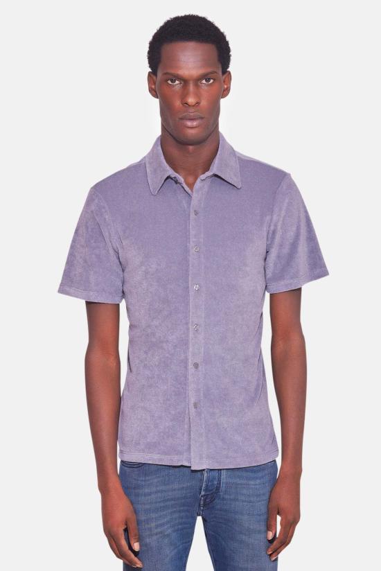  Blue&Cream 반팔 셔츠 블루&크림 남성용 테리 버튼다운 탑 밍크 그레이