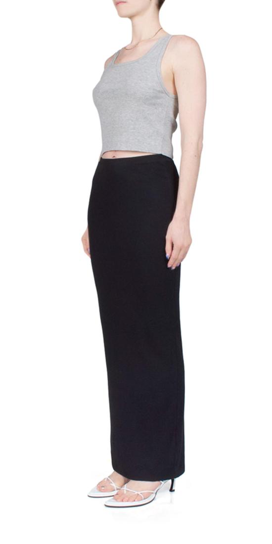  에태르네 롱 스커트 Éterne 엠마 버터 립 스커트 블랙 - ETERNE