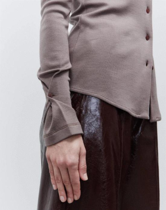  알리지 긴팔 티셔츠 알리시 슬림 저지 울 셔츠 모브 - ALYSI