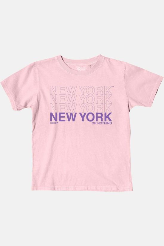  [키즈] 블루&크림 티셔츠 키즈  뉴욕 오어 낫싱 티 블러쉬