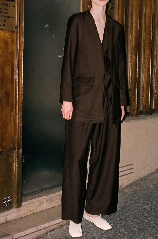  다두라 스트레이트 팬츠 다투라 코코아 버진 울 유도 팬츠 다크 브라운