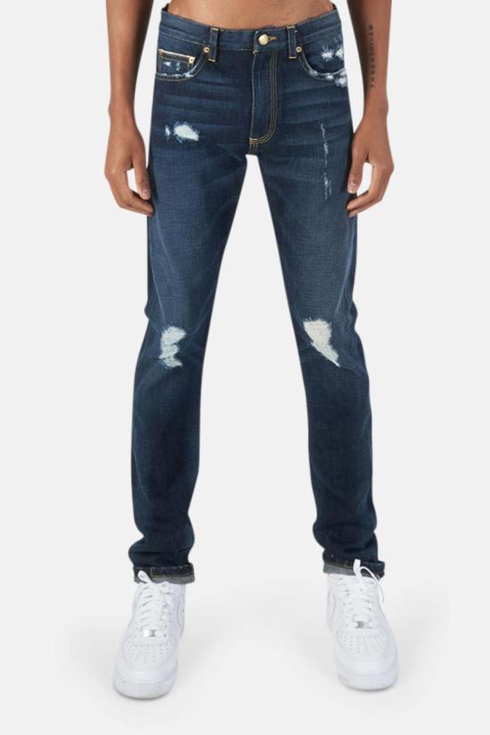  블루&크림 데님 팬츠 HL 디스트레스드 데님 인디고