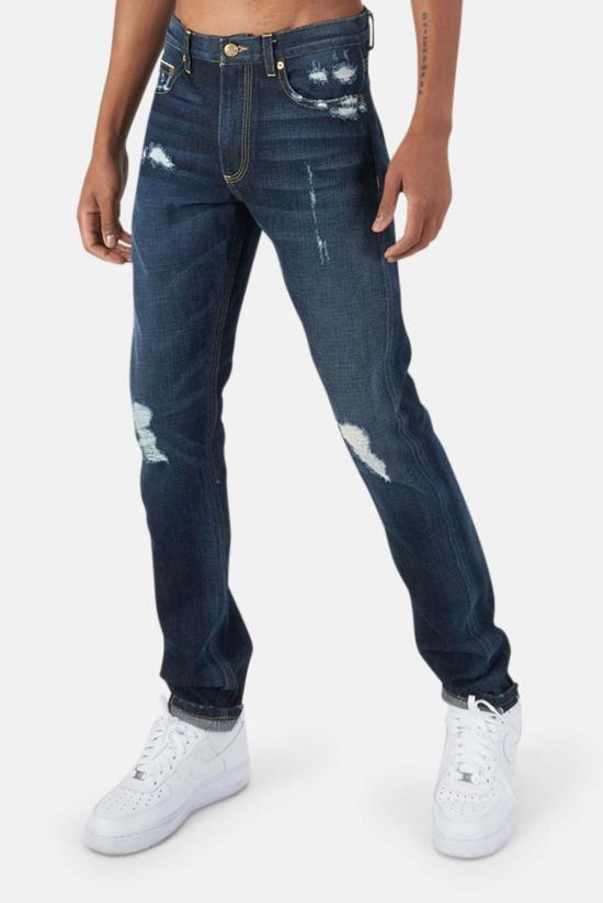  블루&크림 데님 팬츠 HL 디스트레스드 데님 인디고 - BLUE&CREAM