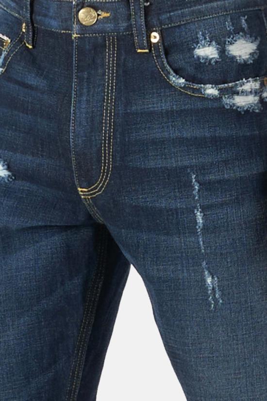  블루&크림 데님 팬츠 HL 디스트레스드 데님 인디고 - BLUE&CREAM