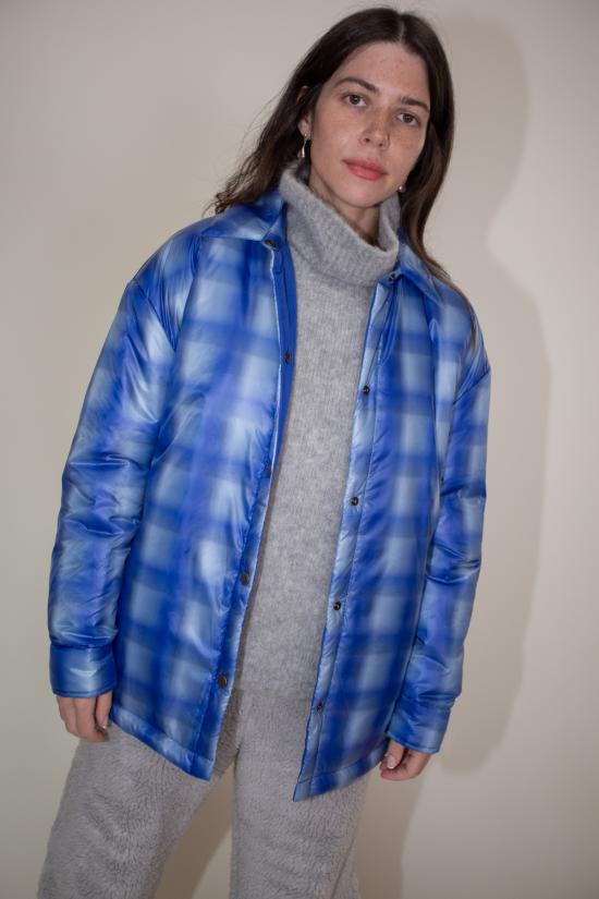  넘버 식스 봄버 자켓 No.6 라이언 재킷 블루 플레드