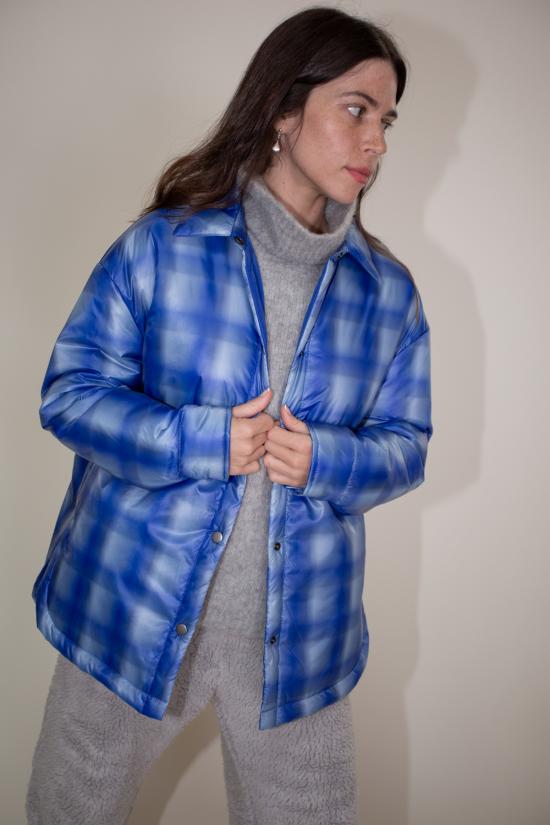  넘버 식스 봄버 자켓 No.6 라이언 재킷 블루 플레드 - NO.6