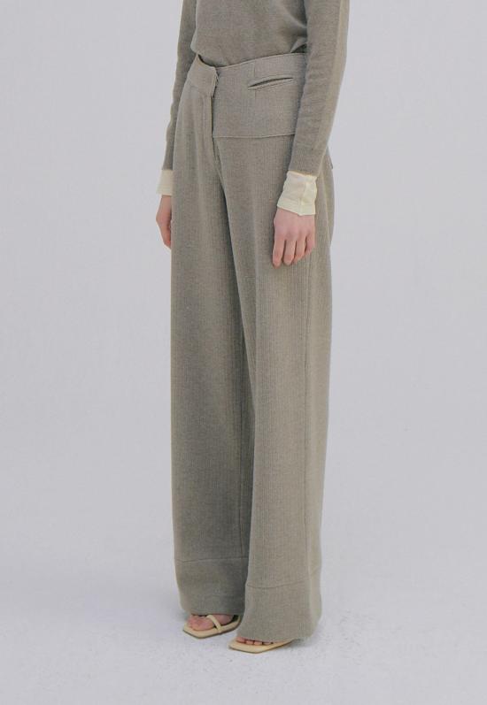  WNDERKAMMER 스트레이트 팬츠 Wnderkammer 언밸런스 웨이스트 팬츠 라이트 카키 - OTHER BRANDS