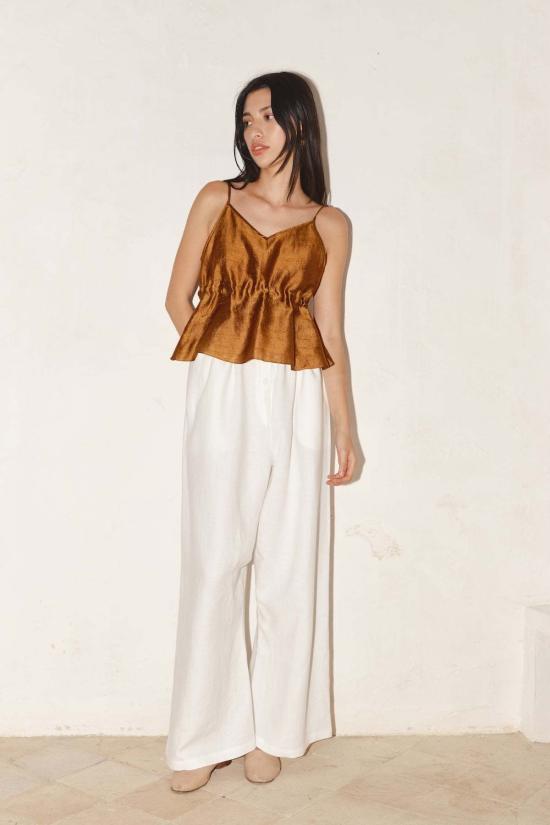  다두라 스트레이트 팬츠 다투라 리넨 태 팬츠 화이트 - DATURA