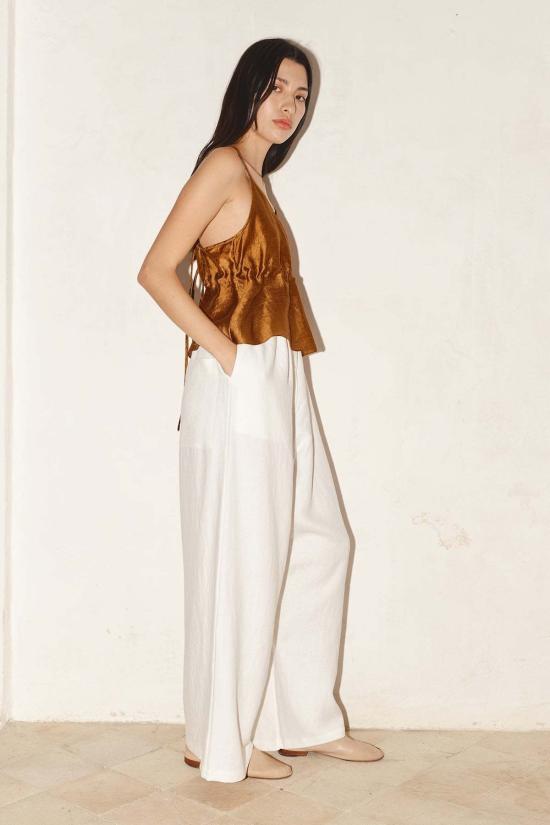  다두라 스트레이트 팬츠 다투라 리넨 태 팬츠 화이트 - DATURA