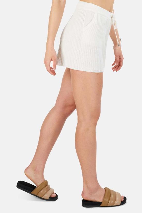  더 타일 클럽 숏팬츠 타일 클럽 페니 리브 캐시미어 반바지 화이트 - THE TILE CLUB