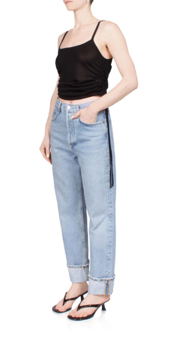  세인트아그니 민소매 티셔츠 세인트 아그니 러칭 탱크 블랙 - ST.AGNI