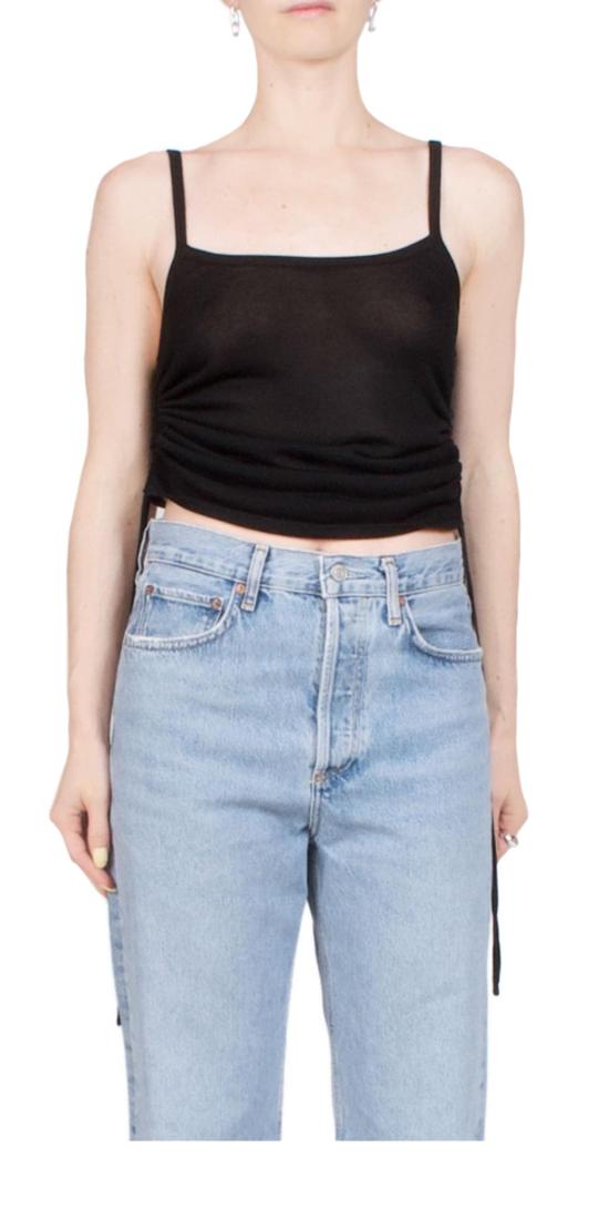  세인트아그니 민소매 티셔츠 세인트 아그니 러칭 탱크 블랙