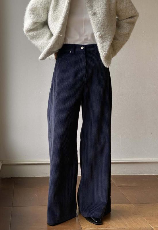  더 엔케이씨 스토어 스트레이트 팬츠 Nkc스토어 찬 코듀로이 팬츠 네이비 블루 - The NKC Store