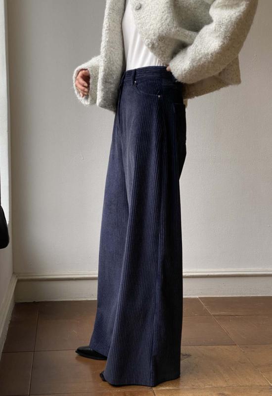  더 엔케이씨 스토어 스트레이트 팬츠 Nkc스토어 찬 코듀로이 팬츠 네이비 블루 - The NKC Store