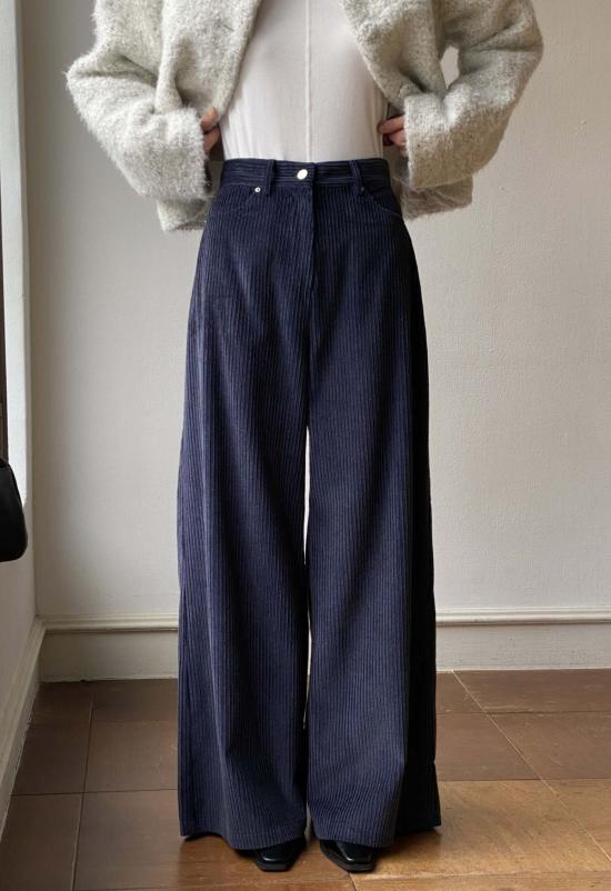  더 엔케이씨 스토어 스트레이트 팬츠 Nkc스토어 찬 코듀로이 팬츠 네이비 블루 - The NKC Store