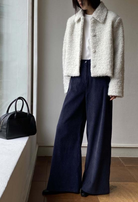  더 엔케이씨 스토어 스트레이트 팬츠 Nkc스토어 찬 코듀로이 팬츠 네이비 블루 - The NKC Store