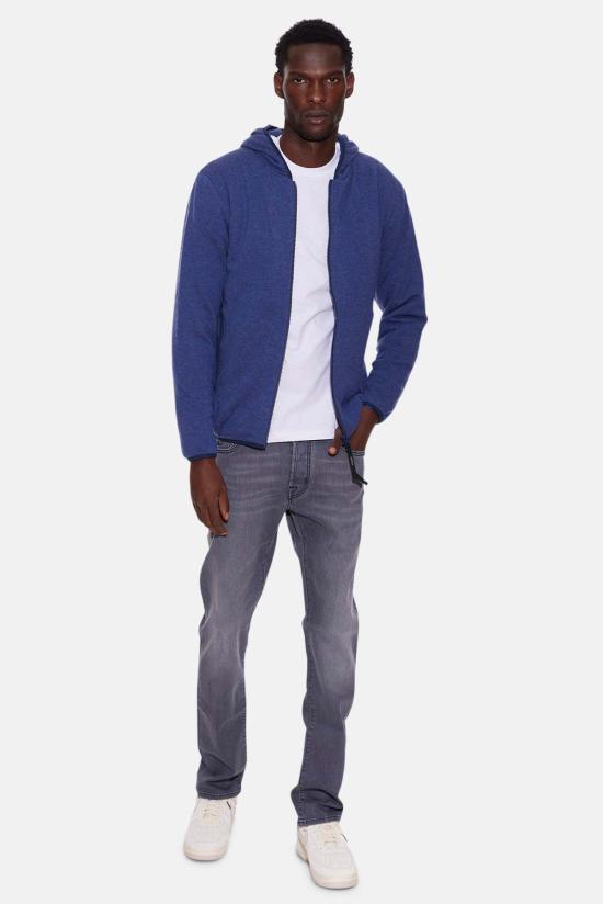  아스페시 자켓 Aspesi Geelong 울 지퍼 후드 티셔츠 블루 - ASPESI