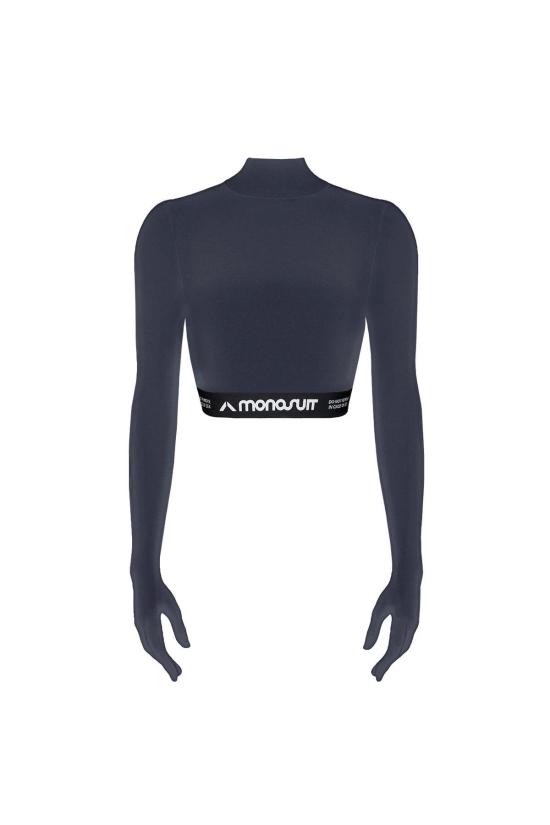  모노수트 민소매 티셔츠 크롭 터틀넥 블랙 - MONOSUIT