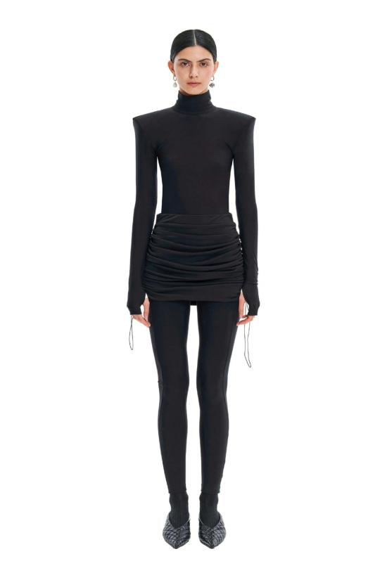  모노수트 숏 스커트 미니 하이웨이스트 러칭 미니멀리스트 스커트 블랙