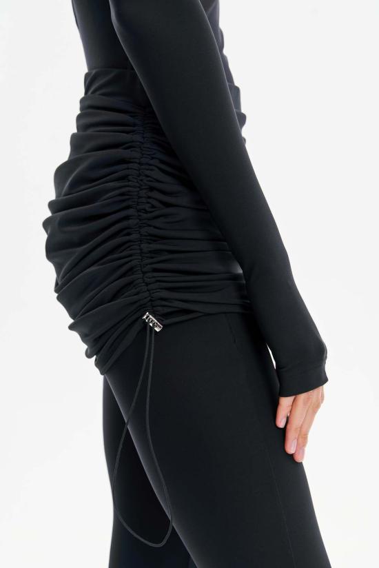  모노수트 숏 스커트 미니 하이웨이스트 러칭 미니멀리스트 스커트 블랙 - MONOSUIT