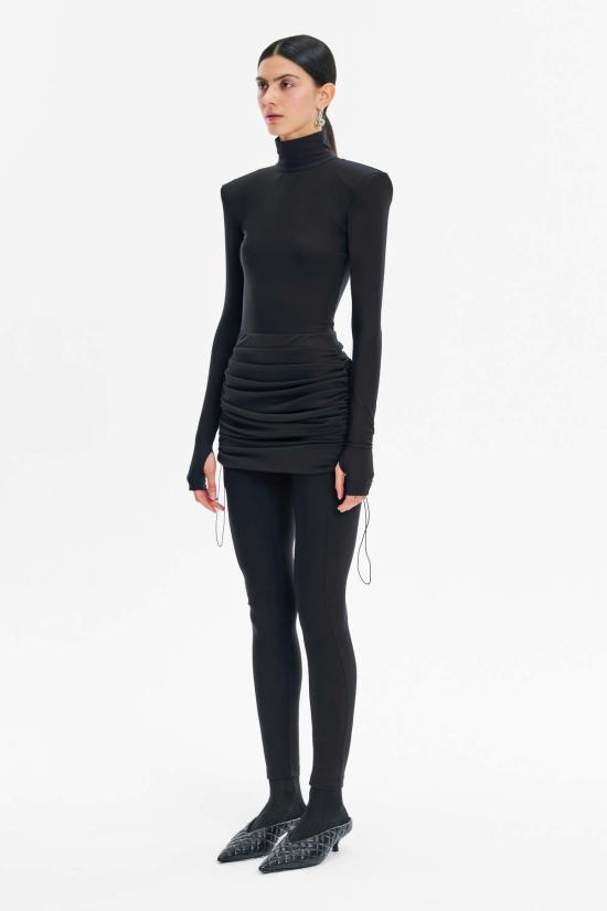  모노수트 숏 스커트 미니 하이웨이스트 러칭 미니멀리스트 스커트 블랙 - MONOSUIT