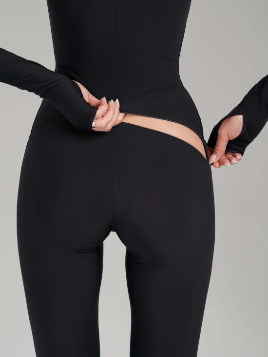 모노수트 긴팔 티셔츠 롱슬리브 터틀넥 지퍼업 풀바디수트 블랙 - MONOSUIT