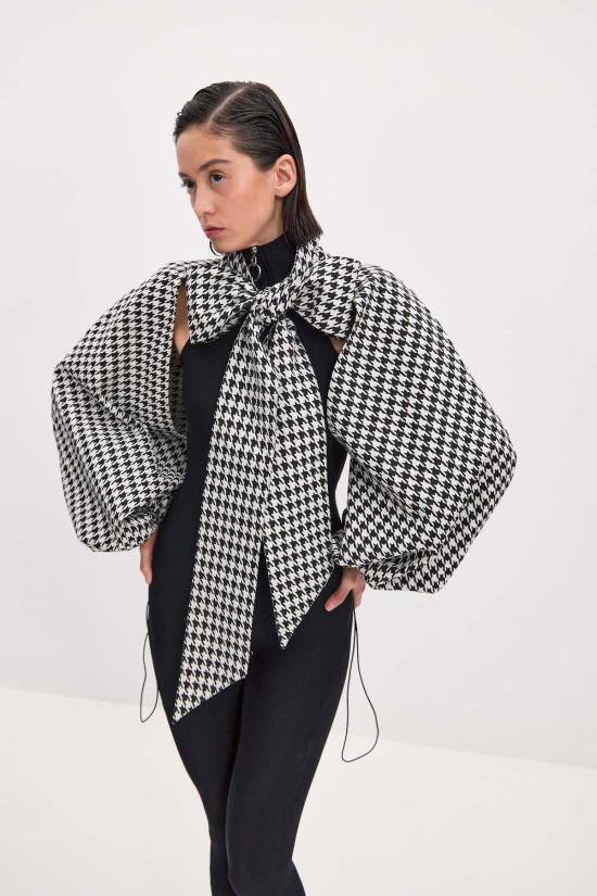  모노수트 가디건 모노슈트 볼레로 슬리브 블랙/화이트 - MONOSUIT