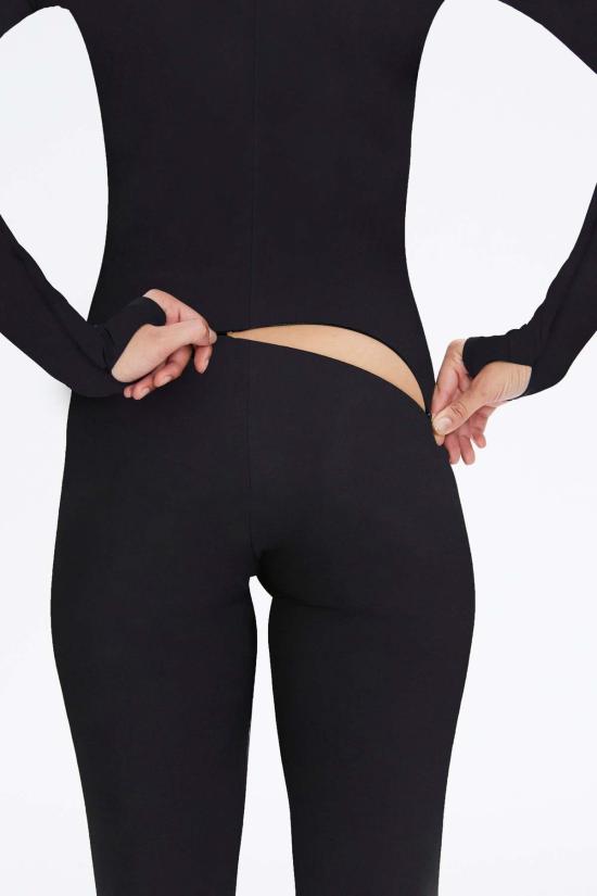  모노수트 바디수트 티셔츠 롱슬리브 하이넥 바디수트 블랙 - MONOSUIT