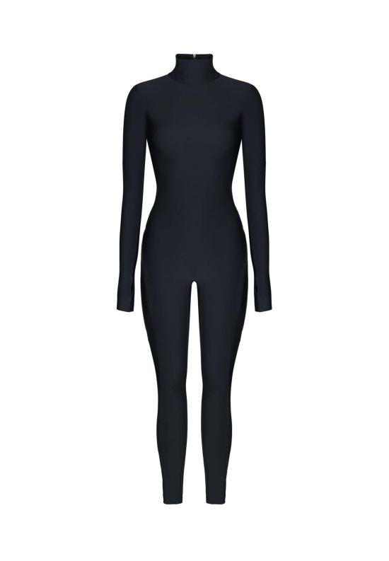  모노수트 바디수트 티셔츠 롱슬리브 하이넥 바디수트 블랙 - MONOSUIT