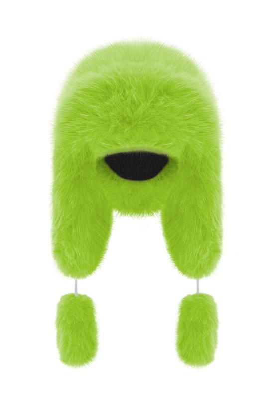  모노수트 이어플랩 캡 팬시 푸들 인조 모피  라임