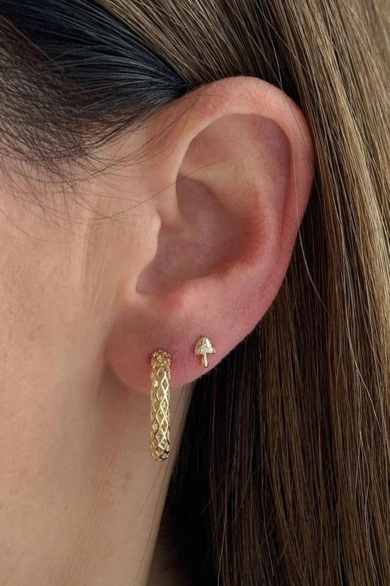  EF 컬렉션 이어링 Ef 컬렉션 미니 매직 머쉬룸 스터드  옐로우 골드 - EF COLLECTION