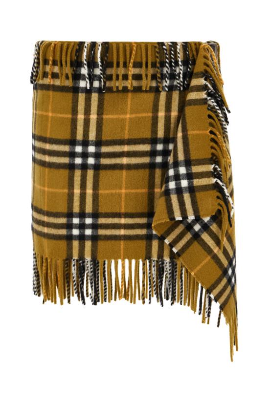 24FW 버버리 체크 울 캐시미어 스카프 스커트  8099716 C1422 OXIDE