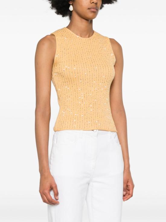  파비아나 필리피 민소매 티셔츠 MAD274F333H433 mustard - FABIANA FILIPPI