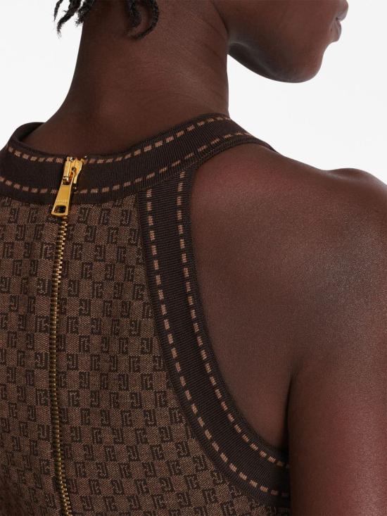  발망 민소매 티셔츠 BF0AB008KF23 brown - BALMAIN