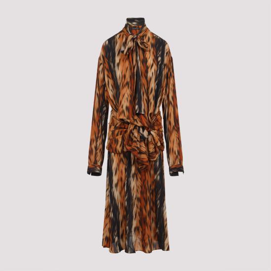 25SS 발렌시아가 미디 원피스 814346 TRLD7 2135 BROWN