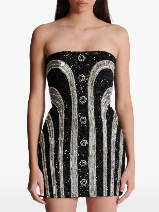  발망 숏 원피스 DF1R1009PC49 black - BALMAIN