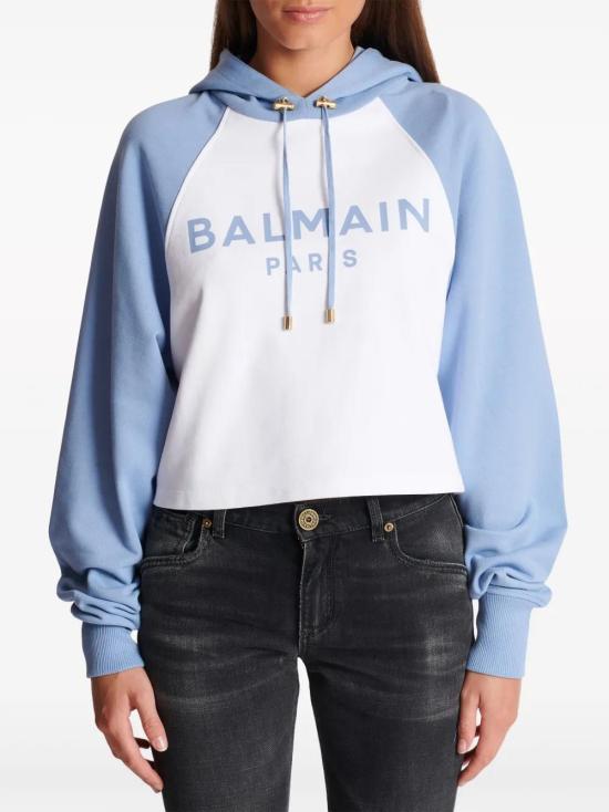  발망 후드 티셔츠 CF1JP034BB02 blue - BALMAIN