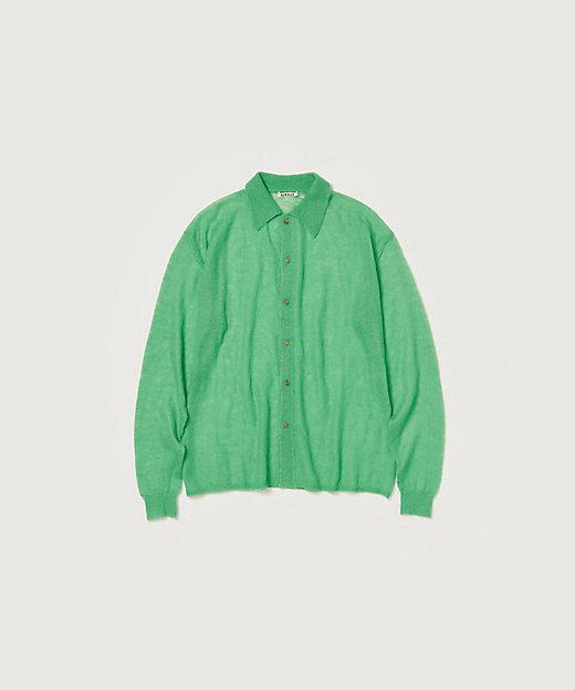  오라리 키드 모헤어 쉬어 니트 셔츠 가디건 A24AC01FG GREEN DOM