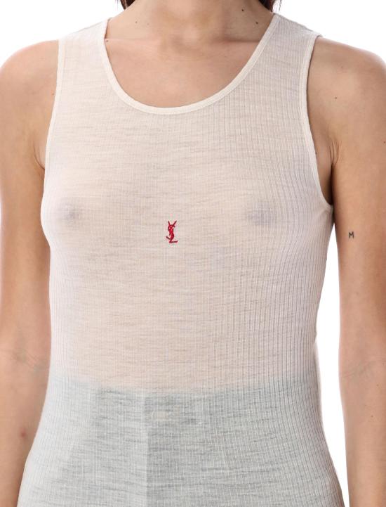 25SS 생로랑 민소매 티셔츠 752721YBMV2 9774 WHITE - SAINT LAURENT