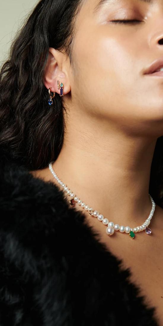  로렌 스튜어트 이어링 샹델 스터드 블루 카이아나이트/토파즈 - LOREN STEWART