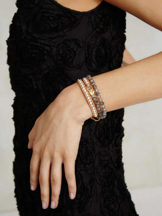  Chan Luu 커프스 링크/타이 홀더 찬 루 마노 트리플 랩 브레이슬릿 화이트 펄 믹스 - OTHER BRANDS