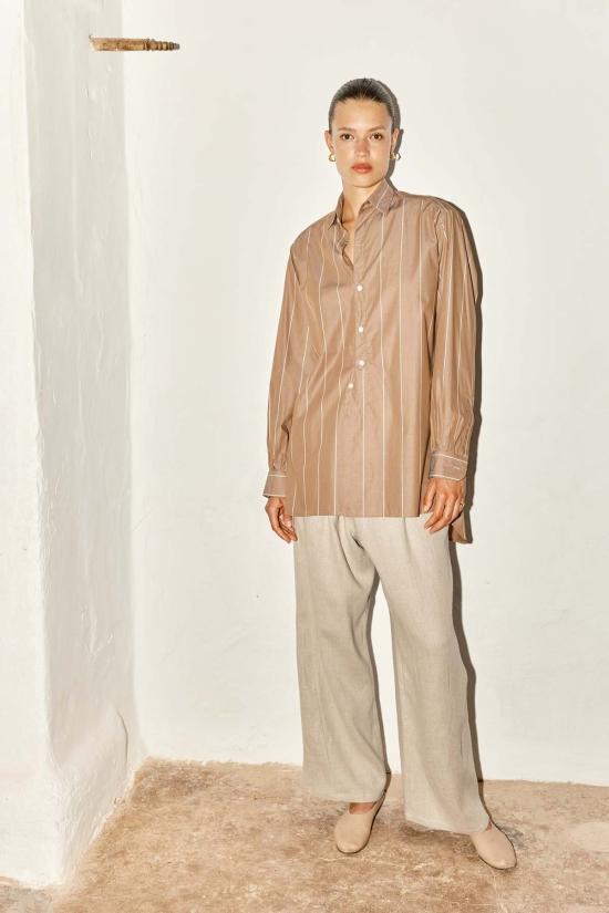  다두라 셔츠 다투라 폴 셔츠 아몬드 스트라이프 - DATURA