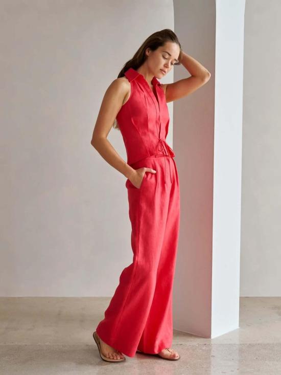  헤브론 베스트 슬론 리넨 조끼 레드 - HEVRON